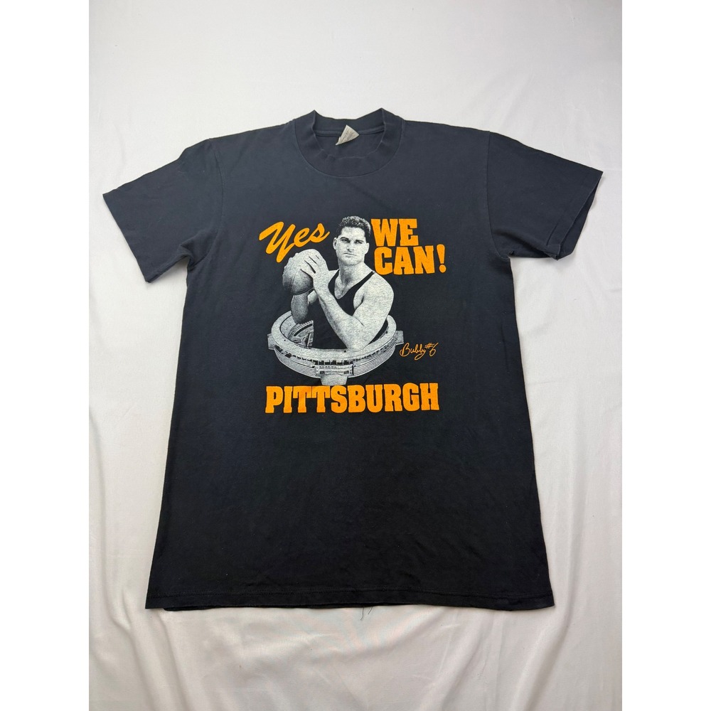 Stedman T-Shirt Men M Black Vintage Bubby Brister Pittsburgh Yes We Can Graphic